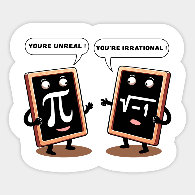 Funny Math Pun T-Shirt, Pi and Square Root Characters, for Math Teaches, Geek Nerd Tee, Math Club Apparel, Unisex Adult Sticker by Cat In Orbit ®